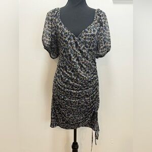 Free people floral mesh rushed mini dress